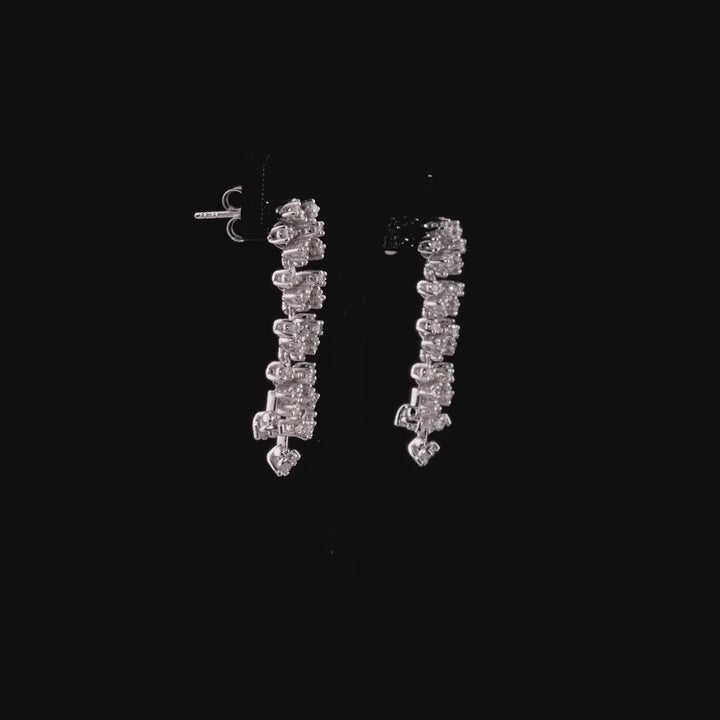 360-degree video of the natural diamond flower chandelier drop earrings in 14K white gold
