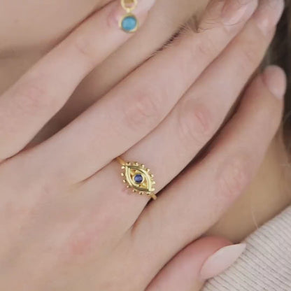 Evil Eye Ring in 18K Gold
