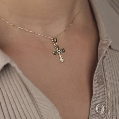 Gold Cross Necklace in 18K Gold