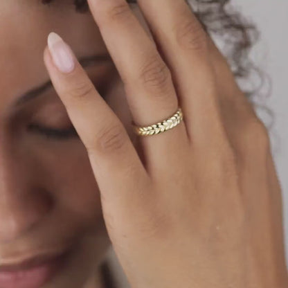 Braided Band Stackable Ring in 18K Gold