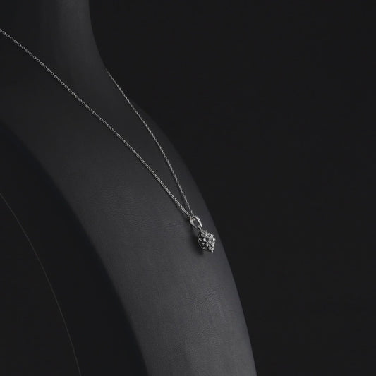 360 degree video of the starburst natural diamond cluster pendant necklace in 14K solid white gold