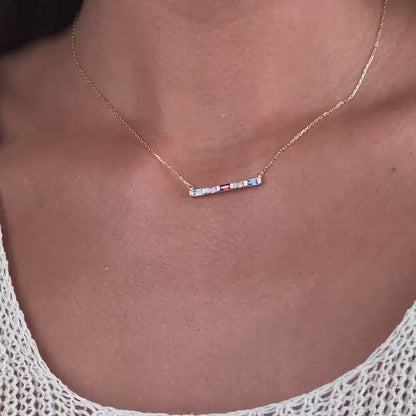 Birthstone Bar Necklace in 18K Gold