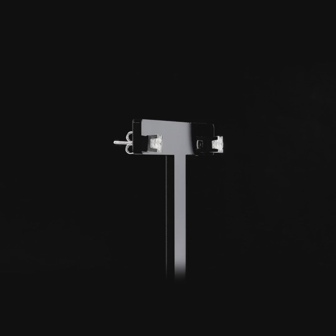 360 degree video of the 1.13 ct tw natural diamond solitaire stud earrings in 14K white gold