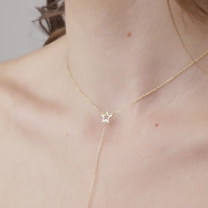 Star and Moon Necklace in 18K Gold