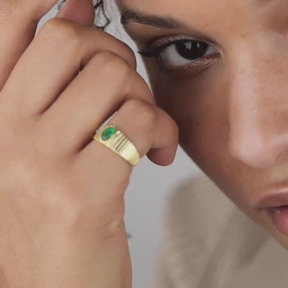CZ Emerald Ring in 18K Gold