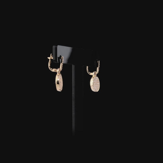 360 video of the natural diamond pavé disc drop earrings in 14K rose gold
