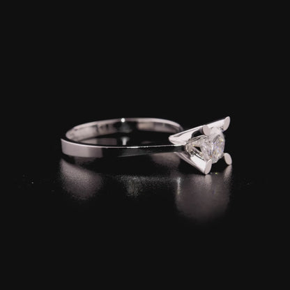 360 degree video of the natural round diamond solitaire ring in 14K white gold