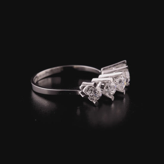 360 degree video of the natural diamond five-stone crown ring in 14K white gold