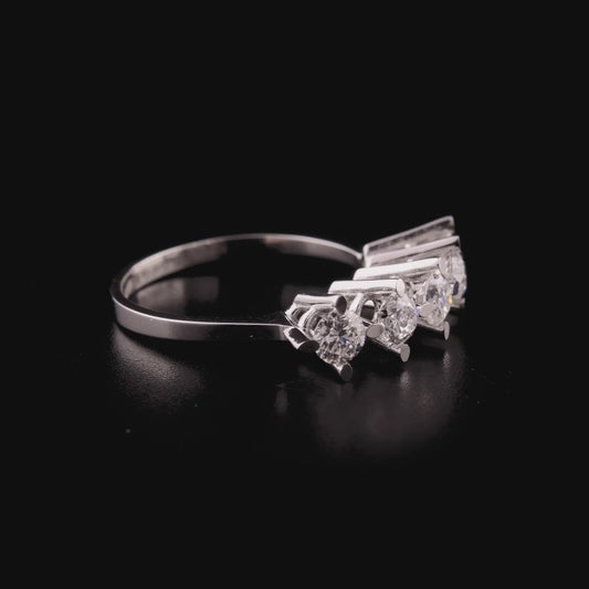 360 degree video of the natural diamond five-stone crown ring in 14K white gold