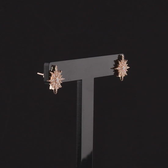 360-degree video of the natural diamond starburst stud earrings in 14K rose gold