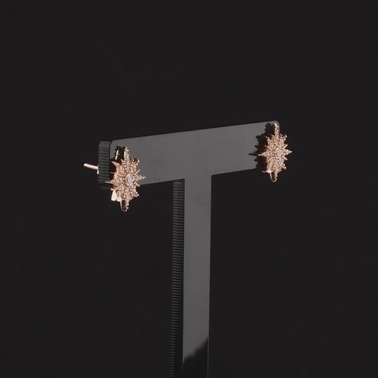 360-degree video of the natural diamond starburst stud earrings in 14K rose gold