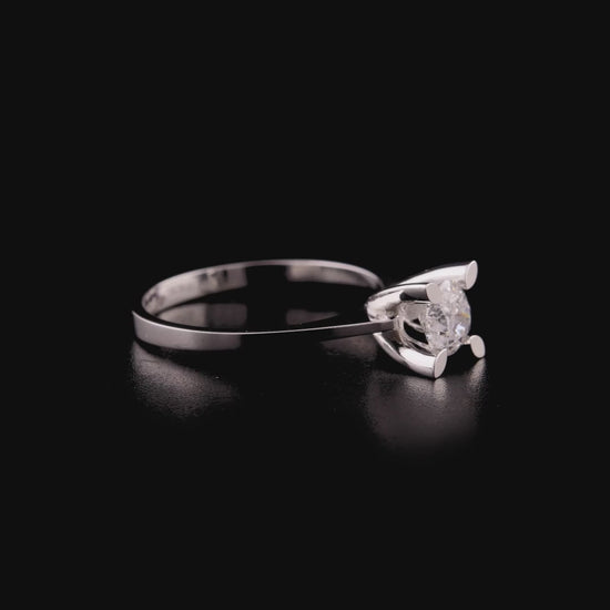 360-degree video of the 0.60 ct natural diamond four-petal cathedral solitaire ring in 14K white gold