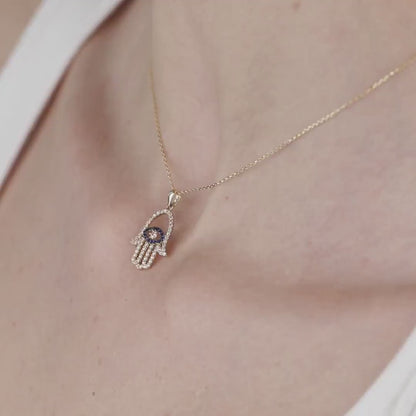 Hamsa Necklace in 18K Gold
