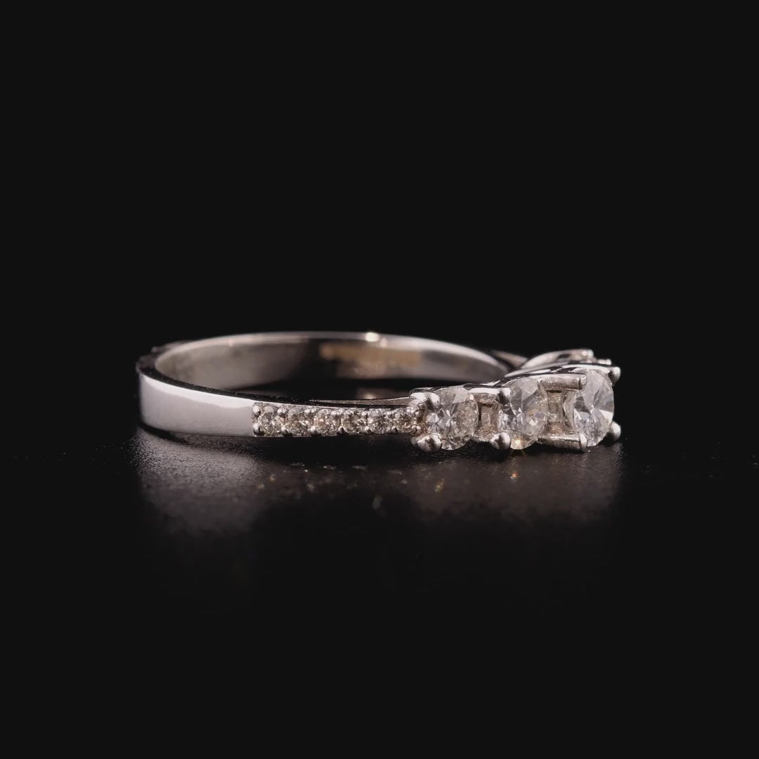 360 degree video of the natural diamond five-stone ring in 14K white gold