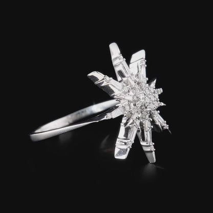 360 degree video of the natural diamond starburst cocktail ring in 14K white gold