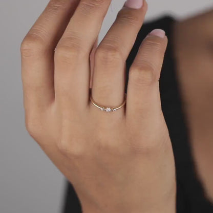 Bezel CZ Diamond Stackable Ring in 18K Gold