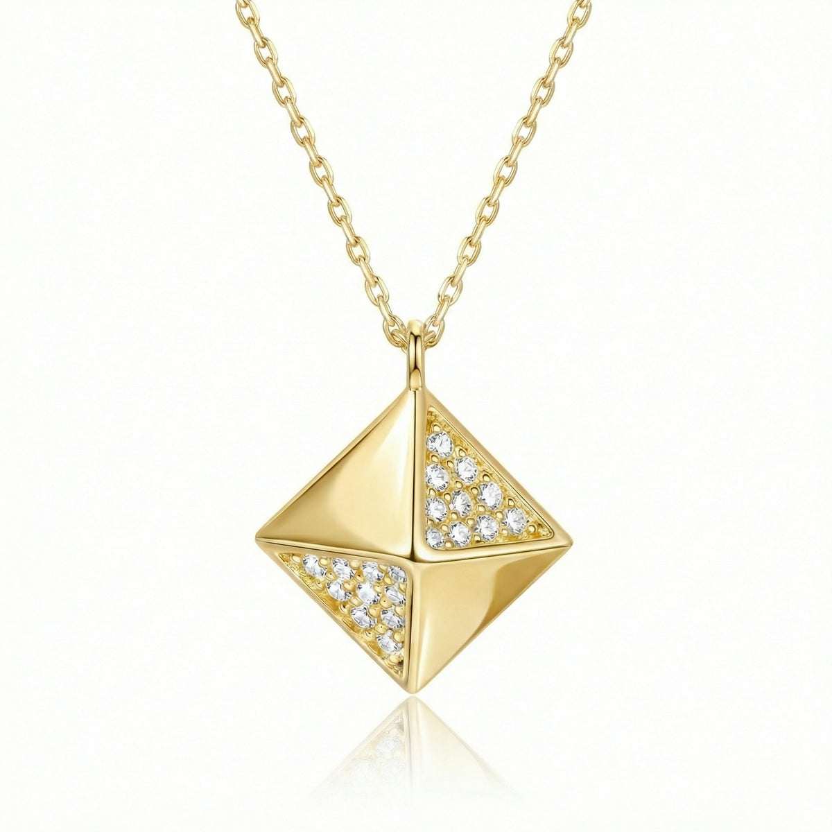 Rectangular Pyramid Necklace in 18K Gold Vermeil. Tarnish-resistant, perfect for daily wear.