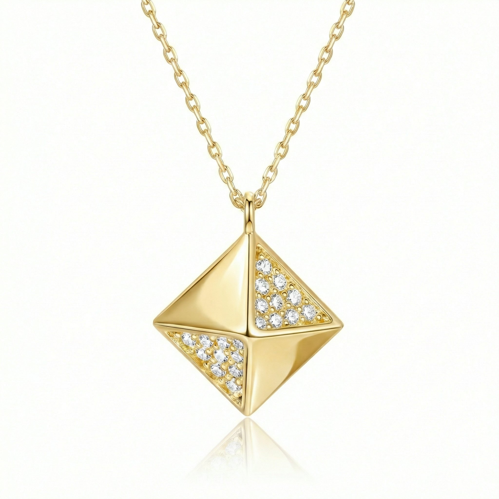 Rectangular Pyramid Necklace in 18K Gold Vermeil. Tarnish-resistant, perfect for daily wear.