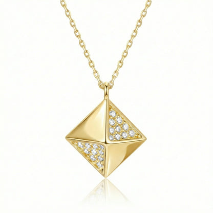 Rectangular Pyramid Necklace in 18K Gold Vermeil. Tarnish-resistant, perfect for daily wear.