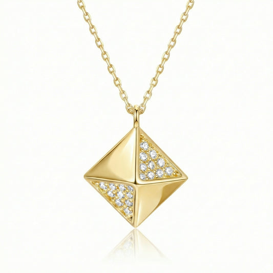Rectangular Pyramid Necklace in 18K Gold Vermeil. Tarnish-resistant, perfect for daily wear.