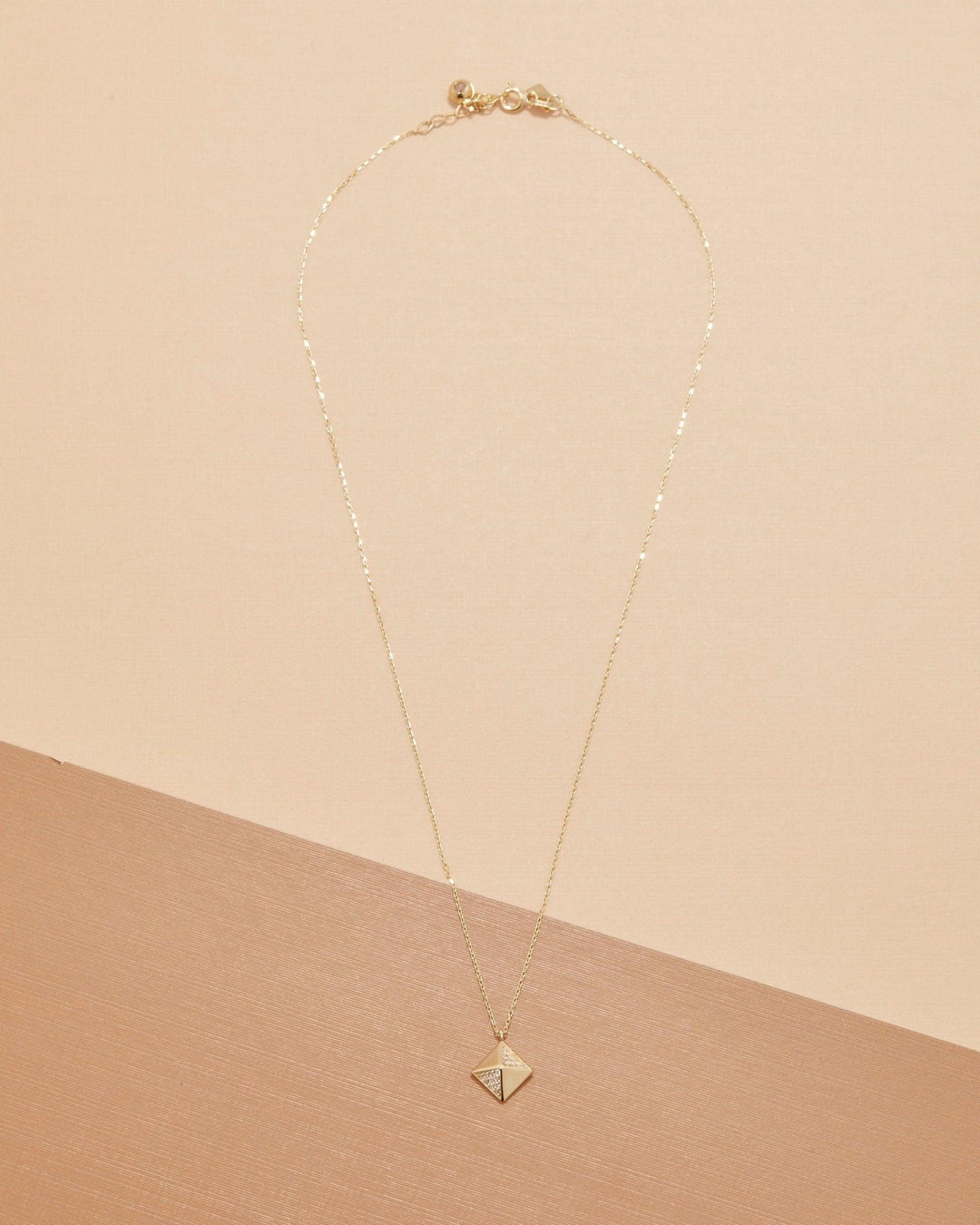 Rectangular Pyramid Necklace in Glamour Jewelry House gift box — 18K Gold Vermeil daily wear gift. Tarnish-resistant.