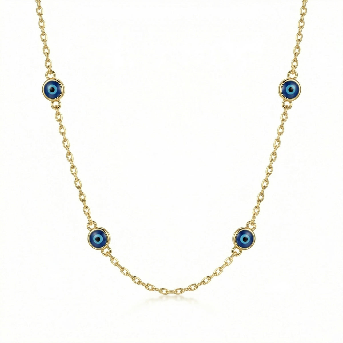 Satellite Evil Eye Necklace Chain in 18K Gold Vermeil. Tarnish-resistant, perfect for daily wear.