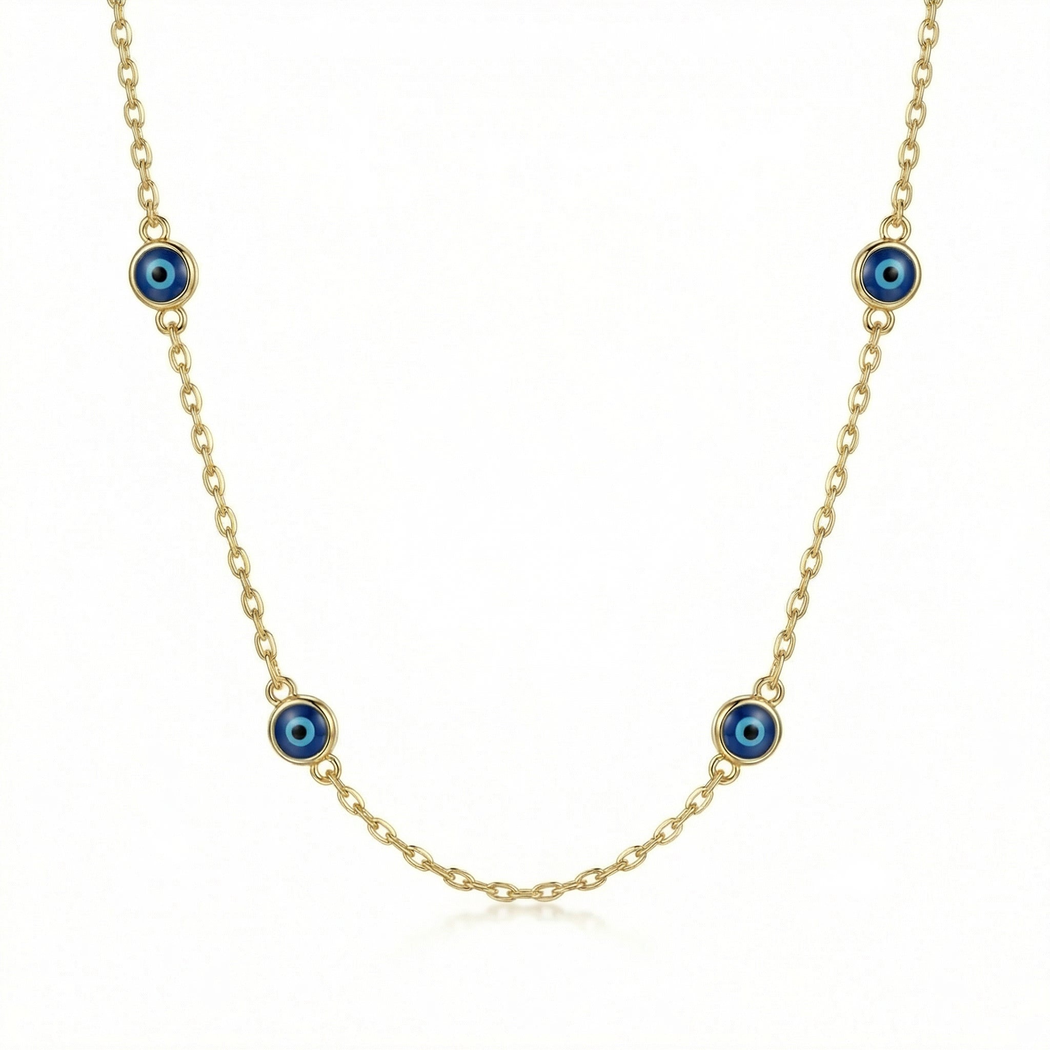 Satellite Evil Eye Necklace Chain in 18K Gold Vermeil. Tarnish-resistant, perfect for daily wear.