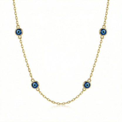 Satellite Evil Eye Necklace Chain in 18K Gold Vermeil. Tarnish-resistant, perfect for daily wear.