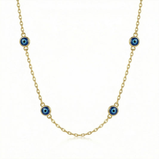 Satellite Evil Eye Necklace Chain in 18K Gold Vermeil. Tarnish-resistant, perfect for daily wear.