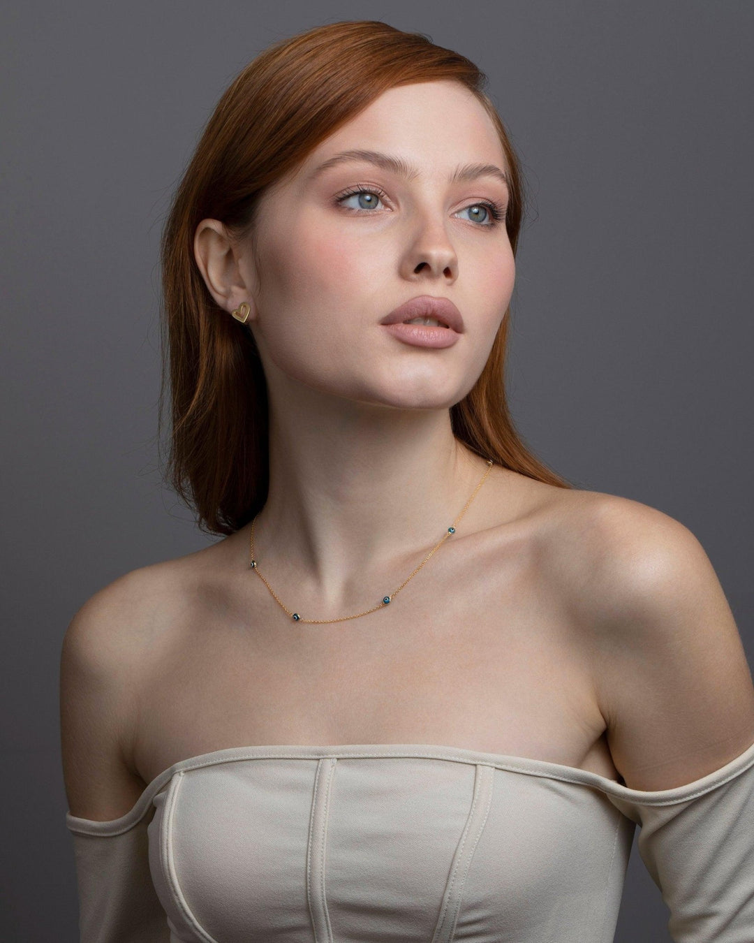 The Satellite Evil Eye Necklace Chain styled in 18K Gold Vermeil — elegant everyday jewelry. Tarnish-resistant.