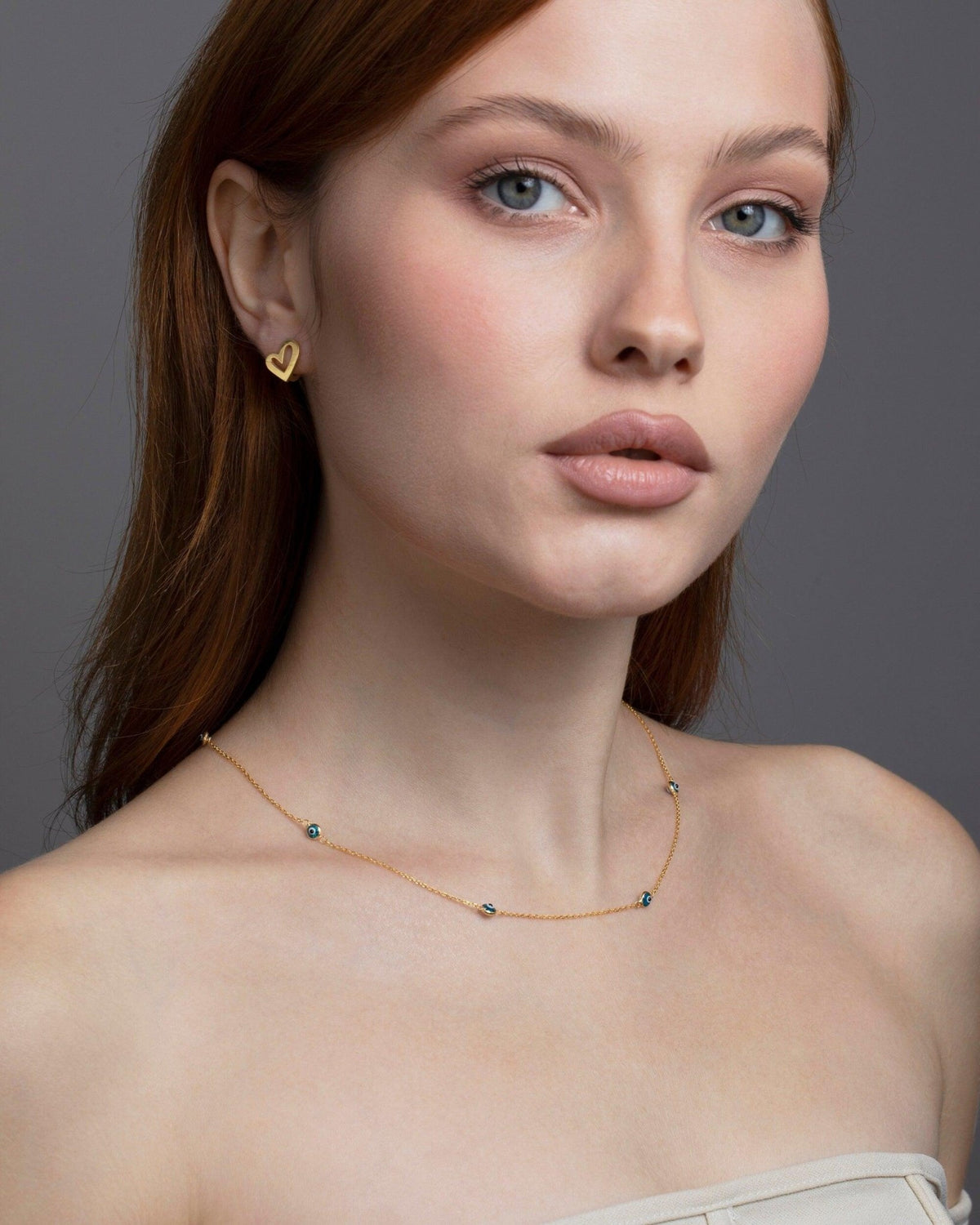 Satellite Evil Eye Necklace Chain in Glamour Jewelry House gift box — 18K Gold Vermeil graduation gift. Hypoallergenic, no.