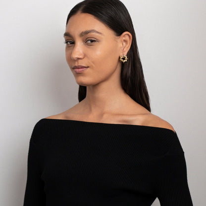 The Sculpted Spiked Hoop Earrings as an anniversary gift in Gold-Plated Steel. Tarnish-resistant, made for keeping.