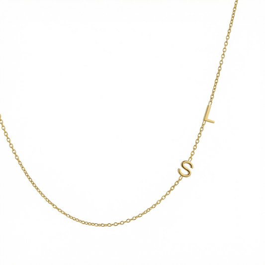 Sideways Initial Necklace in 18K Gold Vermeil. Tarnish-resistant, perfect for daily wear.
