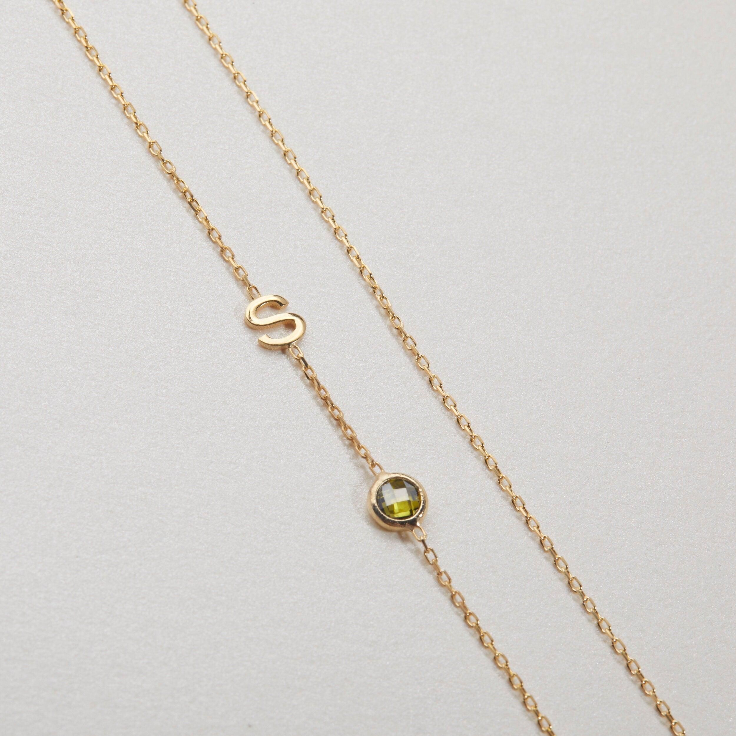 Sideways Initial Necklace With as a gift in 18K Gold Vermeil. Hypoallergenic, no green marks.
