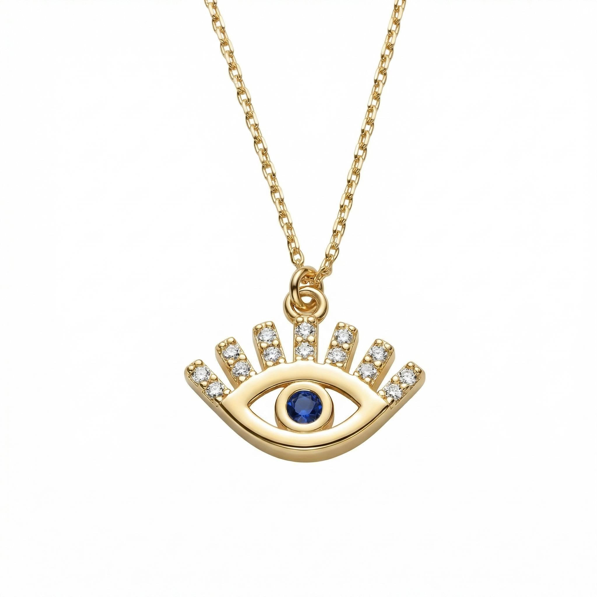 Silver Evil Eye Necklace in 18K Gold Vermeil. Tarnish-resistant, perfect for daily wear.