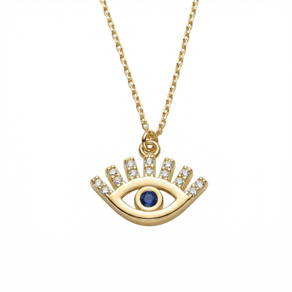 Silver Evil Eye Necklace in 18K Gold Vermeil. Tarnish-resistant, perfect for daily wear.