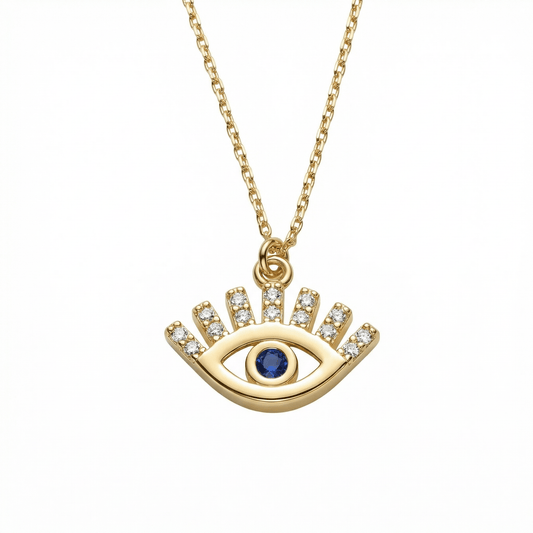 Silver Evil Eye Necklace in 18K Gold Vermeil. Tarnish-resistant, perfect for daily wear.