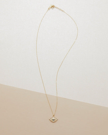 Silver Evil Eye Necklace in Glamour Jewelry House gift box — 18K Gold Vermeil mother's day gift. Tarnish-resistant.