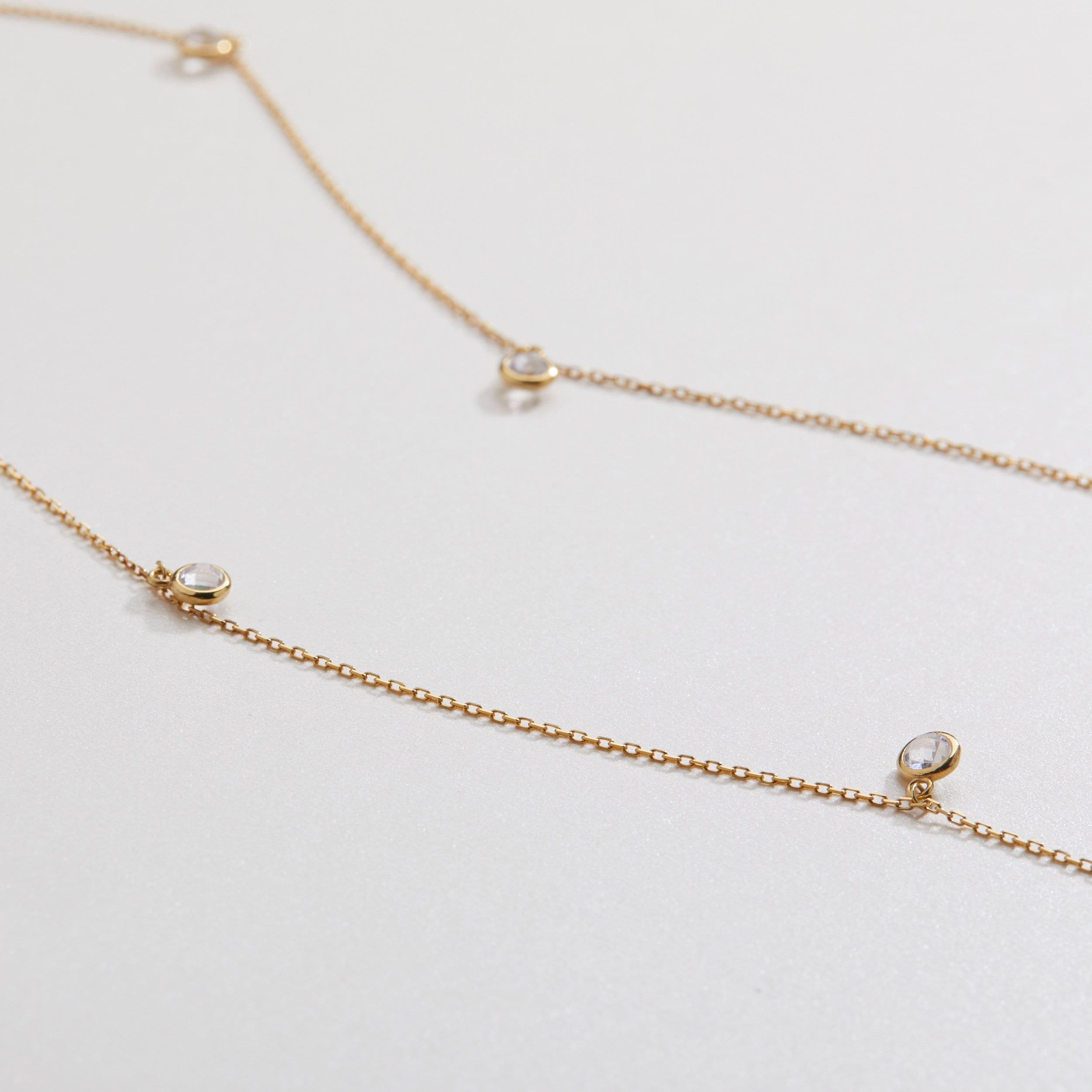 Silver Satellite Necklace as a thoughtful birthday gift in 18K Gold Vermeil. Hypoallergenic, no green marks.
