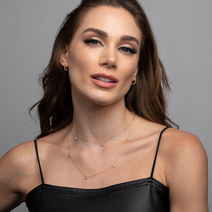 Silver Satellite Necklace in Glamour Jewelry House gift box — 18K Gold Vermeil anniversary gift. Tarnish-resistant.