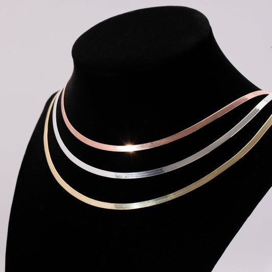 Silver Snake Chain in 18K Gold Vermeil. Tarnish-resistant, perfect for daily wear.