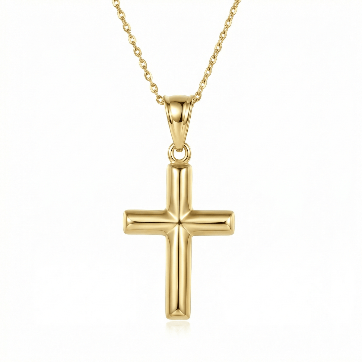 Small Cross Necklace in 18K Gold Vermeil. Tarnish-resistant, perfect for daily wear.