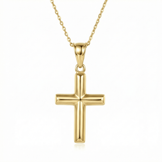 Small Cross Necklace in 18K Gold Vermeil. Tarnish-resistant, perfect for daily wear.