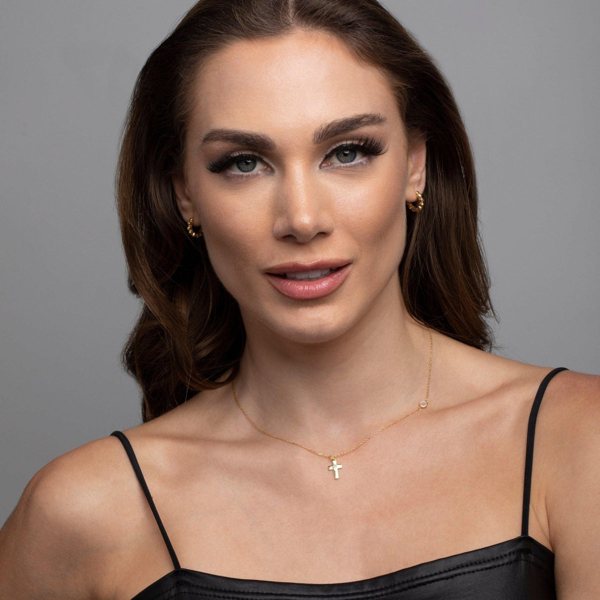 Small Cross Necklace with Diamond in Glamour Jewelry House gift box — 18K Gold Vermeil mother's day gift. Tarnish-resistant.