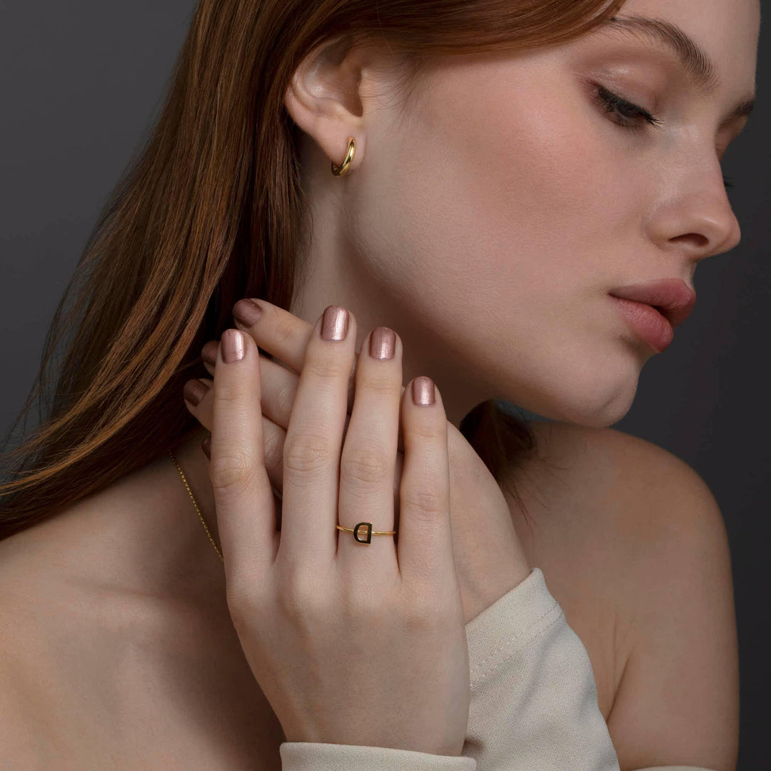 Small Huggie Hoops Earrings in Glamour Jewelry House gift box — 18K Gold Vermeil graduation gift. No green marks.