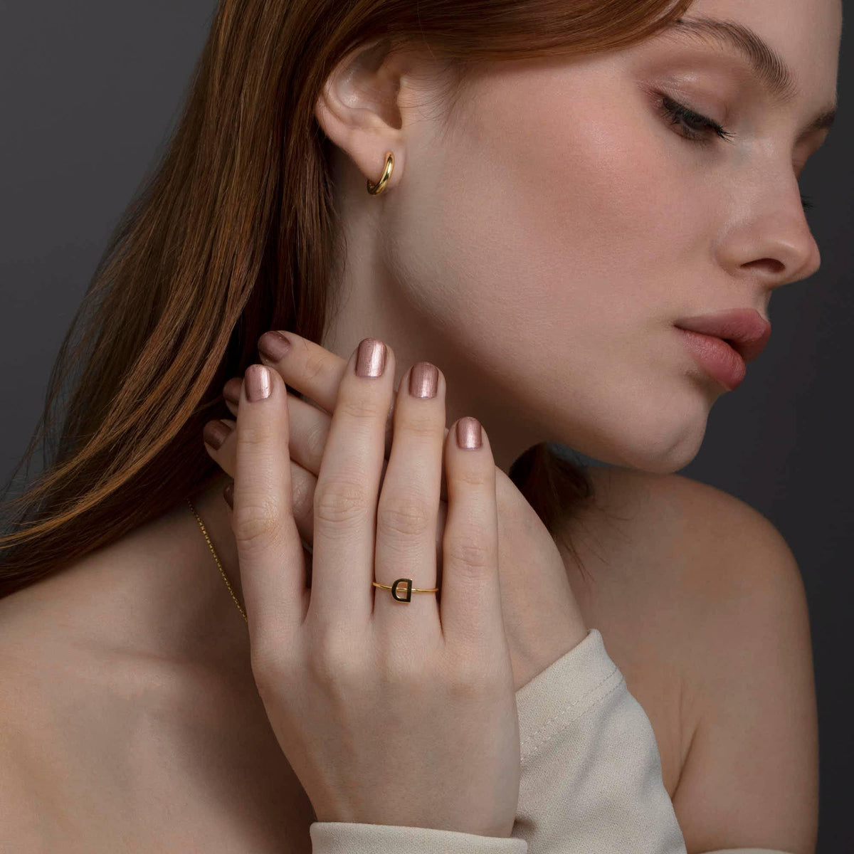 Small Huggie Hoops Earrings in Glamour Jewelry House gift box — 18K Gold Vermeil graduation gift. No green marks.