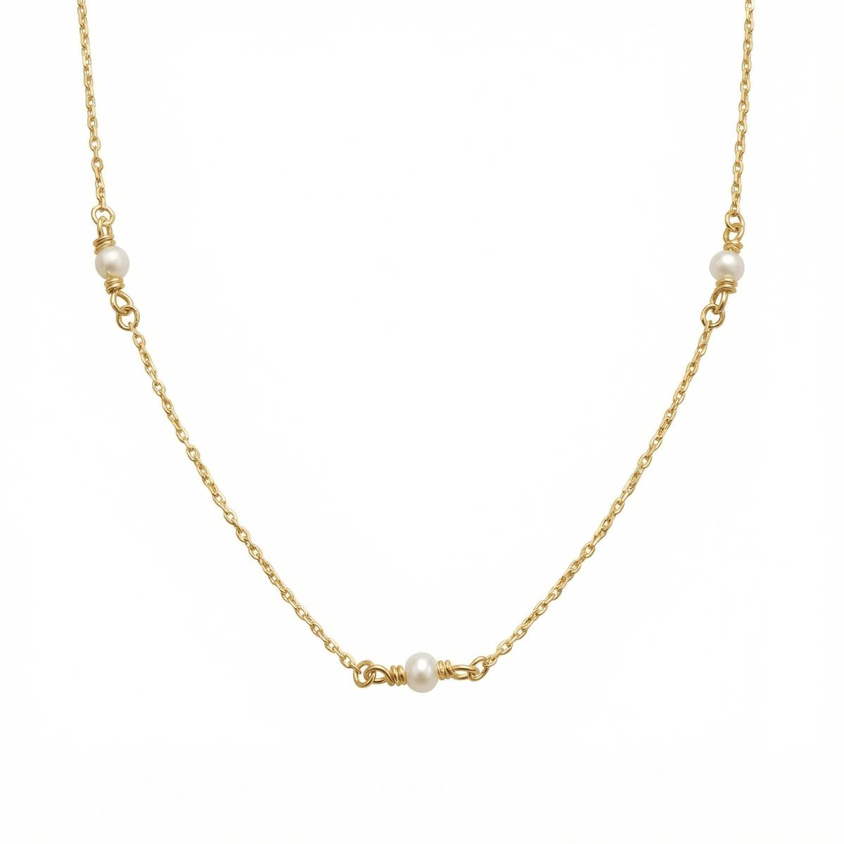 Small Pearl Satellite Necklace in 18K Gold Vermeil with Freshwater Pearl. Tarnish-resistant, perfect for daily wear.