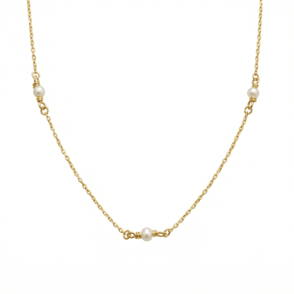 Small Pearl Satellite Necklace in 18K Gold Vermeil with Freshwater Pearl. Tarnish-resistant, perfect for daily wear.