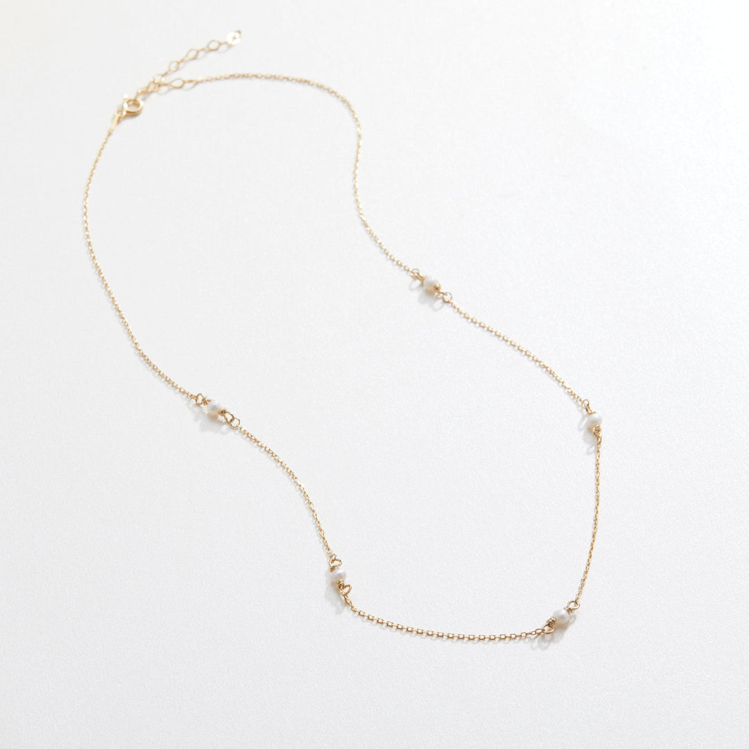The Small Pearl Satellite Necklace as a wedding gift in 18K Gold Vermeil. Safe for sensitive skin, made for keeping.