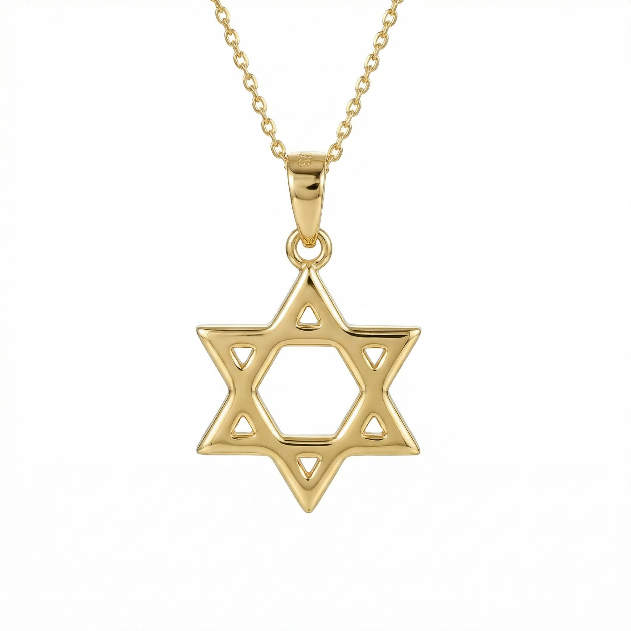 Small Star of David Necklace in 18K Gold Vermeil. Tarnish-resistant, perfect for daily wear.